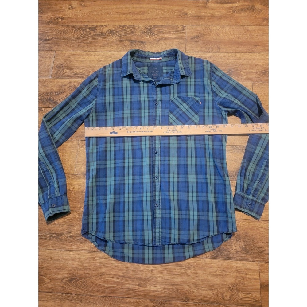 Cotton On Men's Green And Blue Plaid Button Down Long Sleeve Shirt‎ Size M EUC